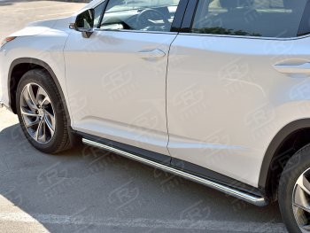 17 649 р. Защита порогов (Ø63 мм, нержавейка, кроме F-sport) SLITKOFF  Lexus RX350L  AL20 (2017-2022) дорестайлинг, рестайлинг (Металлические торцы под 45°). Увеличить фотографию 2