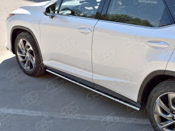21 749 р. Защита порогов (Ø75x42 мм с проступью, нержавейка, кроме F-Sport)  Lexus RX350L  AL20 (2017-2022). Увеличить фотографию 1