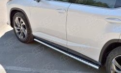 30 649 р. Защита порогов с круглыми вставками для ног из овальной трубы диаметром 120x60 мм Russtal Lexus RX 200T AL20 дорестайлинг (2015-2017). Увеличить фотографию 2