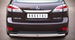 16 999 р. Защита заднего бампера (Ø63 и 42 мм, нержавейка) Russtal  Lexus RX ( 350,  450H,  270) (2008-2012). Увеличить фотографию 1