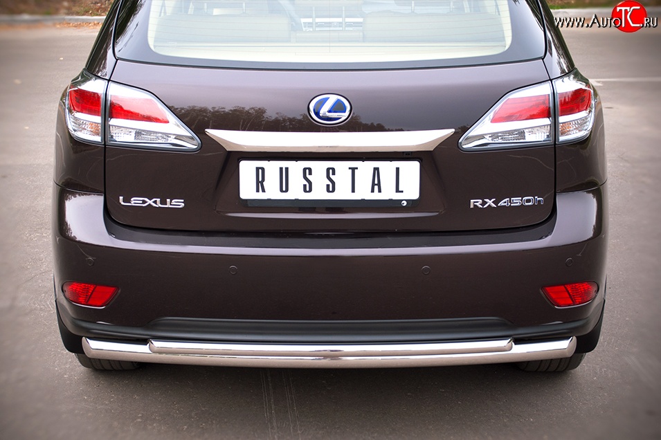 16 999 р. Защита заднего бампера (Ø63 и 42 мм, нержавейка) Russtal  Lexus RX ( 350,  450H,  270) (2008-2012)