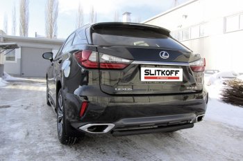 10 999 р. Защита задняя Slitkoff  Lexus RX  350 (2015-2019) (Цвет: серебристый). Увеличить фотографию 1