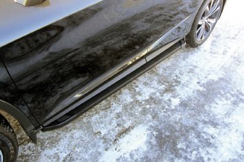 13 799 р. Пороги алюминиевые Slitkoff Lexus RX 350 AL20 дорестайлинг (2015-2019) (Optima Black ). Увеличить фотографию 1