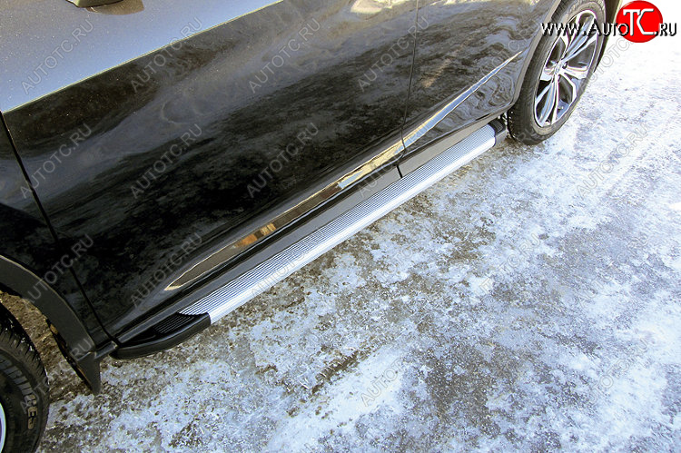 13 799 р. Пороги алюминиевые Slitkoff  Lexus RX  350 (2015-2019) (Optima Silver)