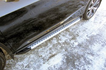 19 749 р. Пороги алюминиевые Slitkoff  Lexus RX  350 (2015-2019) (Standart Silver). Увеличить фотографию 1