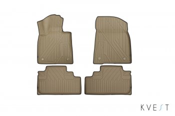 Комплект ковриков салона Kvest Lexus RX 200T AL20 дорестайлинг (2015-2017)  (Бежевый, черный кант)