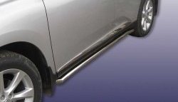 Защита порогов из круглой трубы диаметром 57 мм с загнутыми краями Slitkoff Lexus RX 350 AL10 дорестайлинг (2008-2012)