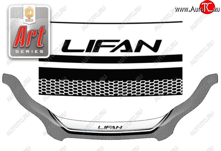 2 599 р. Дефлектор капота CA-Plastiс exclusive  Lifan X60 (2011-2024) (Серия Art серебро)