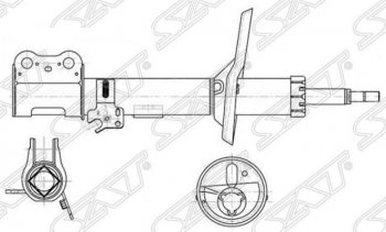 3 399 р. Правый амортизатор передний SAT Toyota RAV4 CA20 3 дв. дорестайлинг (2000-2003). Увеличить фотографию 1