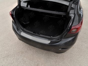1 059 р. Защитная накладка заднего бампера Russtal  Mazda 3/Axela  BM (2013-2019) (Нержавейка полированная). Увеличить фотографию 1