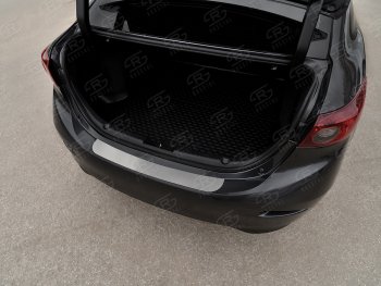 1 979 р. Защитная накладка заднего бампера Russtal  Mazda 3/Axela  BM (2013-2019) (Нержавейка шлифованная). Увеличить фотографию 1
