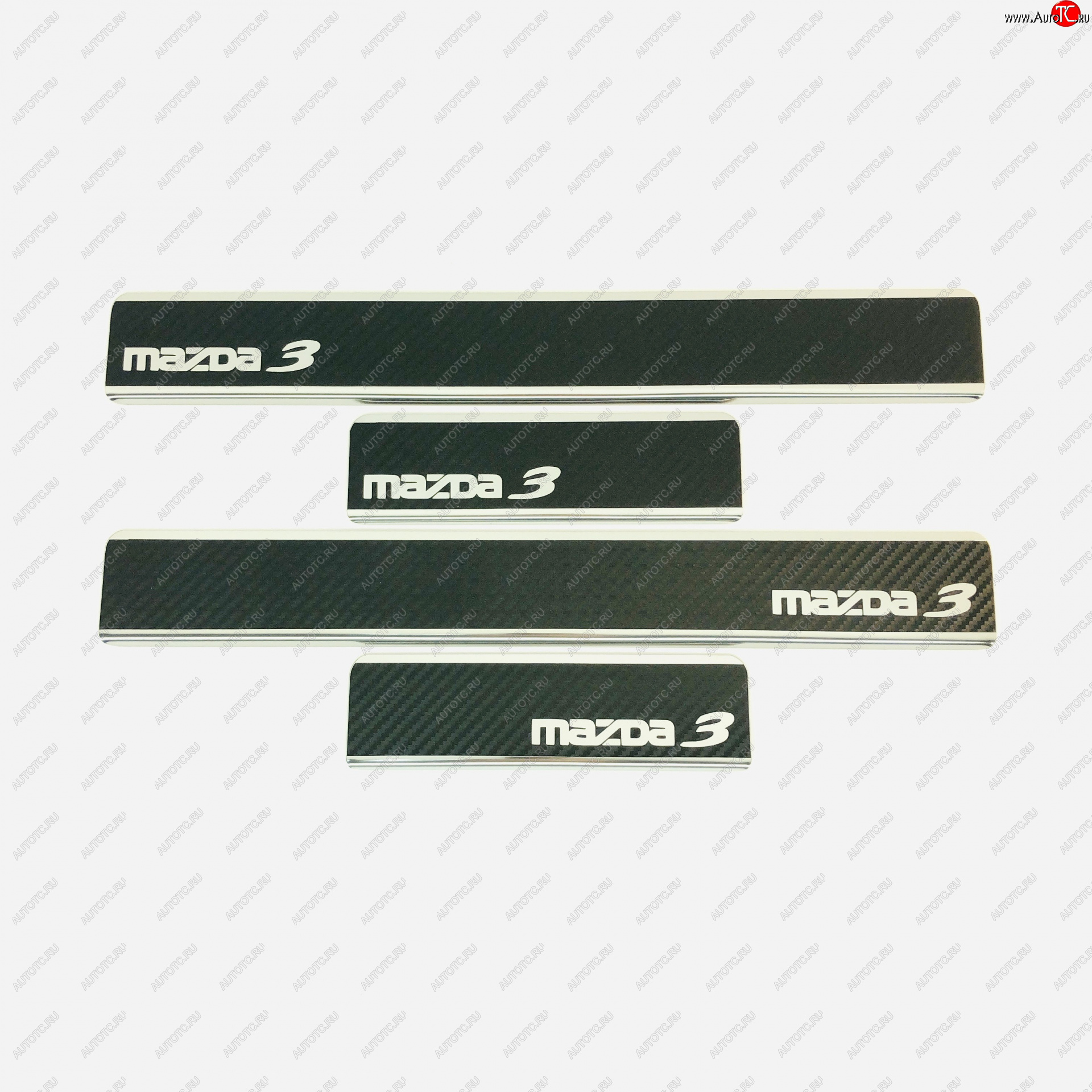 2 489 р. Накладки порожков салона INOX  Mazda 3/Axela  BM (2013-2019) (Нержавеющая сталь + карбон)