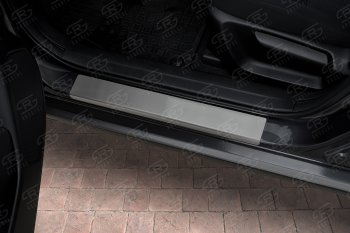 1 969 р. Накладки порожков салона Russtal Mazda 3/Axela BM рестайлинг, хэтчбэк (2016-2019) (Нержавейка шлифованная). Увеличить фотографию 2