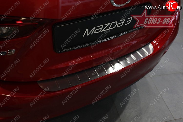 2 204 р. Накладка на задний бампер Souz-96 (штампованная)  Mazda 3/Axela  BM (2013-2016)