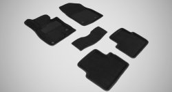 Износостойкие коврики в салон SeiNtex Premium 3D 4 шт. (ворсовые, черные) Mazda 3/Axela BM дорестайлинг, хэтчбэк (2013-2016)