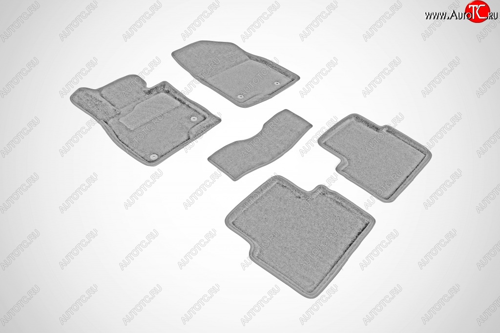 4 099 р. Износостойкие коврики в салон SeiNtex Premium 3D 4 шт. (ворсовые, серые) Mazda 3/Axela BM дорестайлинг седан (2013-2016)