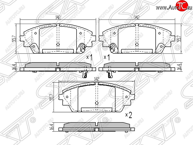 1 299 р. Колодки тормозные SAT (передние) Mazda 3/Axela BM дорестайлинг седан (2013-2016)