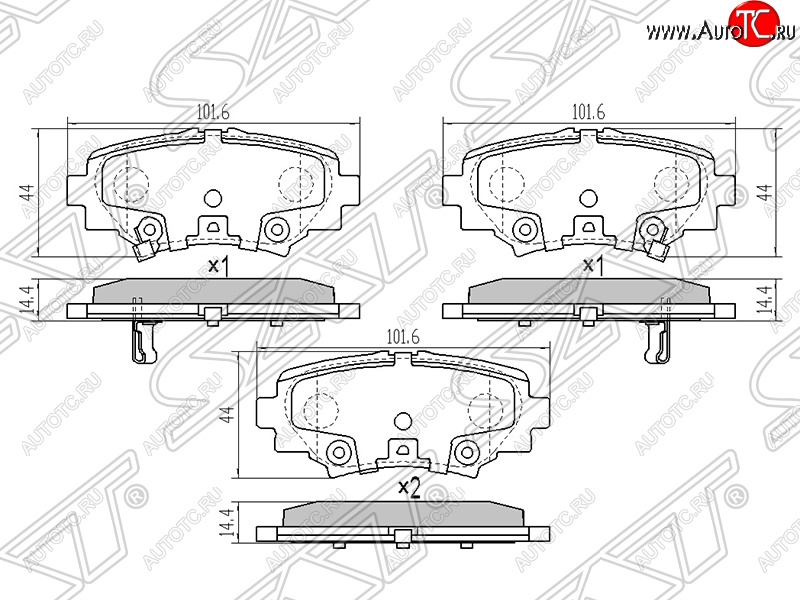 969 р. Колодки тормозные SAT (задние) Mazda 3/Axela BM дорестайлинг седан (2013-2016)