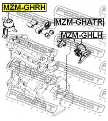 4 849 р. Правая подушка двигателя Febest (гидравлическая) Mazda Atenza (2007-2012). Увеличить фотографию 4