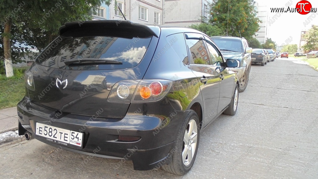 3 199 р. Клыки на задний бампер Style  Mazda 3/Axela  BK (2003-2009) (Неокрашенная)