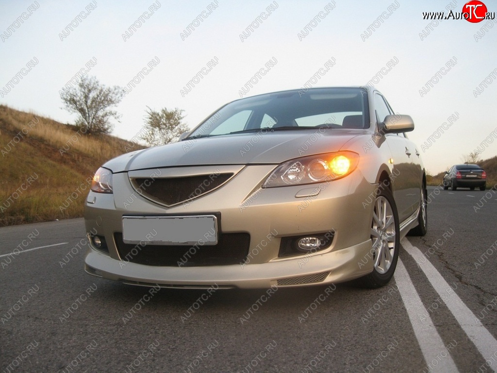 4 999 р. Накладка на передний бампер Style Mazda 3/Axela BK дорестайлинг седан (2003-2006) (Неокрашенная)