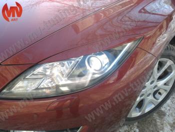 Реснички на фары (на фары без адаптивного света) MV-Tuning Mazda 6 GH рестайлинг универсал (2010-2012)