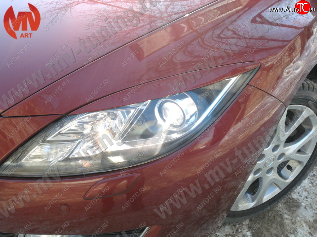 1 149 р. Реснички на фары (на фары без адаптивного света) MV-Tuning  Mazda 6  GH (2007-2012) (Неокрашенные)