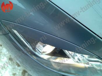1 149 р. Реснички на фары (на фары без адаптивного света) MV-Tuning Mazda 6 GH рестайлинг лифтбэк (2010-2012) (Неокрашенные). Увеличить фотографию 3