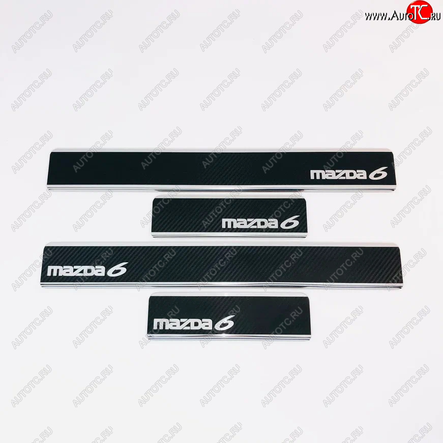 2 489 р. Накладки порожков салона INOX  Mazda 6  GJ (2012-2024) (Нержавеющая сталь + карбон)