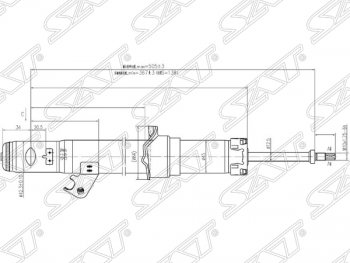 2 579 р. Левый амортизатор передний SAT Mazda Atenza GG лифтбэк дорестайлинг (2002-2005). Увеличить фотографию 1
