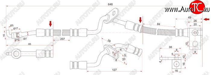 999 р. Тормозной шланг SAT (правый)  Mazda 6 ( GG,  GG, GY) - Atenza  GG