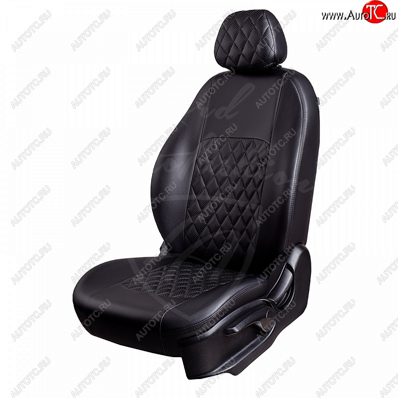 6 399 р. Чехлы для сидений Lord Autofashion Турин Ромб (экокожа, отдельные бока)  Mazda 6  GH (2007-2012) (Черный, вставка черная, строчка черная)