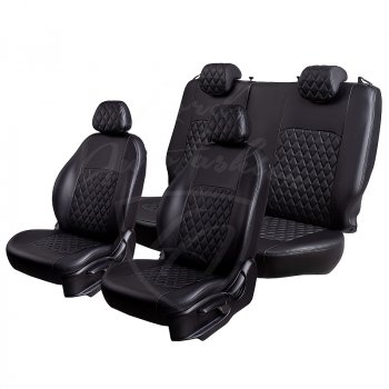 6 399 р. Чехлы для сидений Lord Autofashion Турин Ромб (экокожа, отдельные бока)  Mazda 6  GH (2007-2012) (Черный, вставка черная, строчка черная). Увеличить фотографию 4