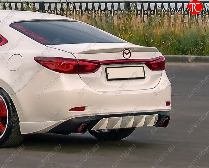 10 899 р. Диффузор заднего бампера Sport v4 Mazda 6 GJ 1-ый рестайлинг седан (2015-2018) (Неокрашенная)