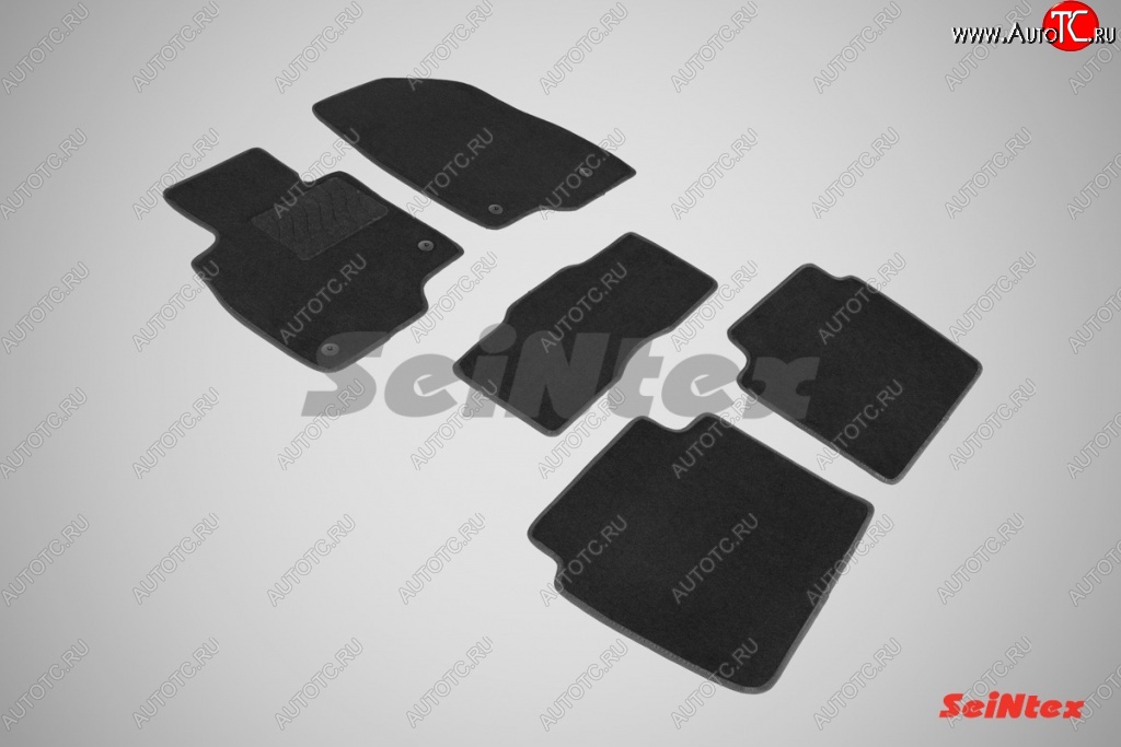 2 599 р. Комплект ворсовых ковриков в салон LUX Seintex Mazda 6 GJ 1-ый рестайлинг седан (2015-2018) (Чёрный)