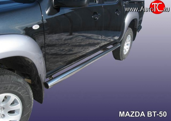 13 599 р. Защита порогов из круглой трубы диаметром 57 мм Slitkoff  Mazda BT-50 (2006-2011) (Нержавейка, Полированная)