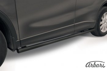 6 839 р. Защита штатных порогов Arbori (черная, d57 mm). Mazda CX-5 KE дорестайлинг (2011-2014). Увеличить фотографию 1