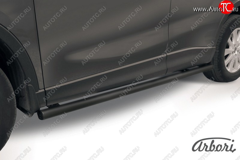 6 839 р. Защита штатных порогов Arbori (черная, d57 mm). Mazda CX-5 KE рестайлинг (2015-2017)