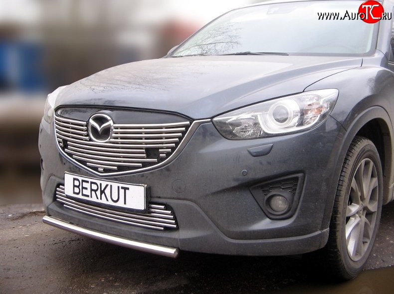 8 849 р. Декоративная вставка решетки радиатора (с вырезом под парктроник) Berkut (d10 мм) Mazda CX-5 KE дорестайлинг (2011-2014)