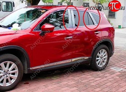 4 749 р. Накладки на центральные стойки дверей СТ Mazda CX-5 KE дорестайлинг (2011-2014) (Неокрашенные)