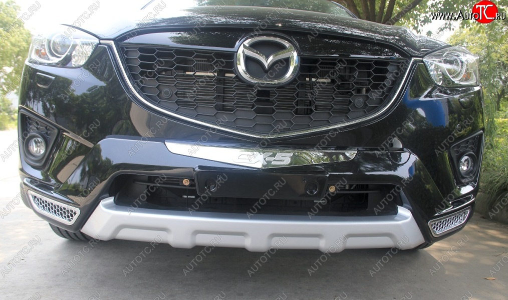 5 449 р. Накладка на передний бампер SuvStyle Mazda CX-5 KE дорестайлинг (2011-2014) (Неокрашенная)