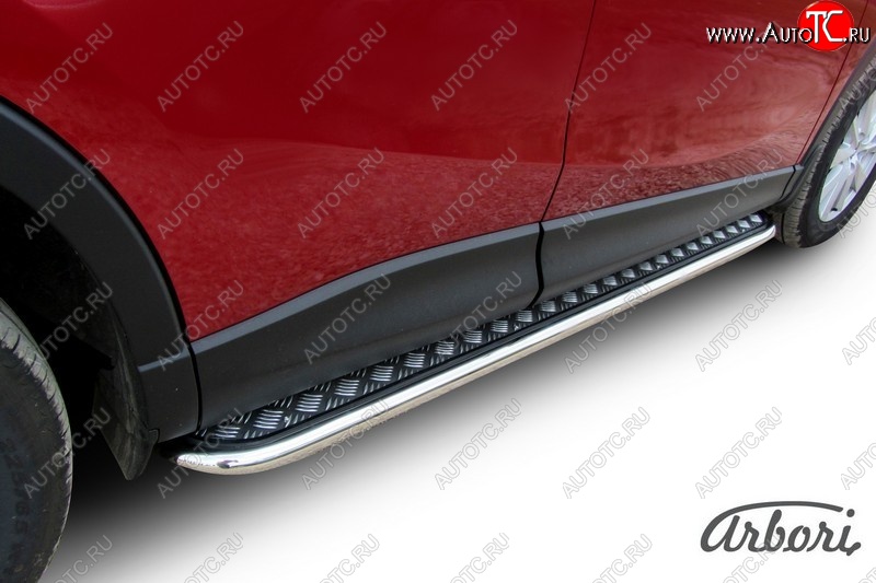 20 519 р. Защита штатных порогов с листом Arbori (труба - нержавейка d42, лист - алюминий) Mazda CX-5 KE дорестайлинг (2011-2014)