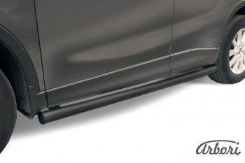 7 649 р. Защита штатных порогов Arbori (черная, d76 mm). Mazda CX-5 KE дорестайлинг (2011-2014). Увеличить фотографию 1