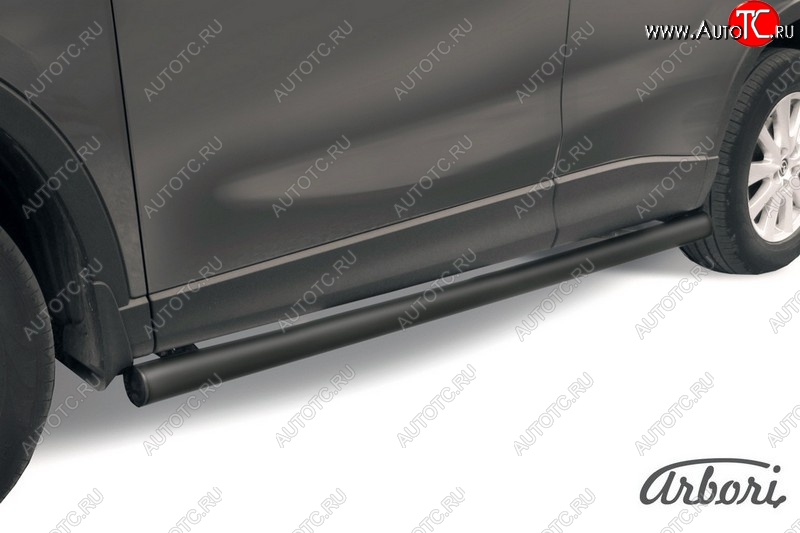 7 649 р. Защита штатных порогов Arbori (черная, d76 mm). Mazda CX-5 KE рестайлинг (2015-2017)
