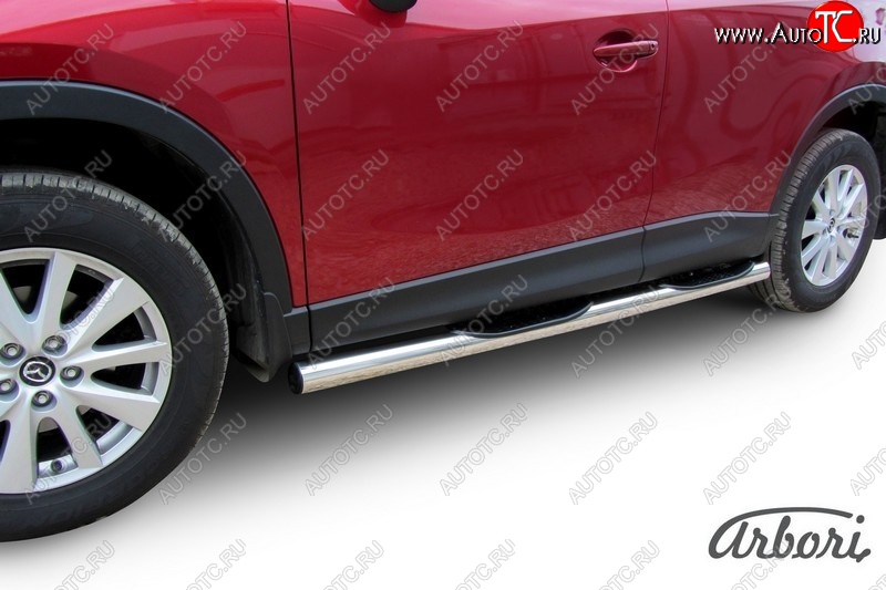15 749 р. Защита штатных порогов Arbori (с проступью, нержавейка, d76 mm).  Mazda CX-5  KE (2011-2017)