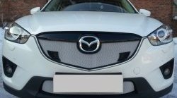 1 429 р. Сетка в решетку радиатора (с парктроником) Russtal Mazda CX-5 KE дорестайлинг (2011-2014) (хром). Увеличить фотографию 1