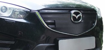 1 379 р. Защитная сетка на радиатор Russtal  Mazda CX-5  KE (2011-2014) (чёрная, без выреза под парктронник). Увеличить фотографию 1