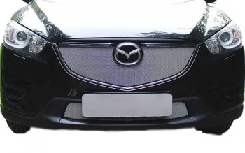 1 379 р. Защитная сетка на радиатор Russtal Mazda CX-5 KE дорестайлинг (2011-2014) (чёрная, без выреза под парктронник). Увеличить фотографию 3