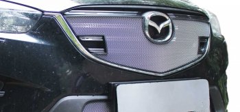 1 379 р. Защитная сетка на радиатор Russtal Mazda CX-5 KE дорестайлинг (2011-2014) (чёрная, без выреза под парктронник). Увеличить фотографию 2