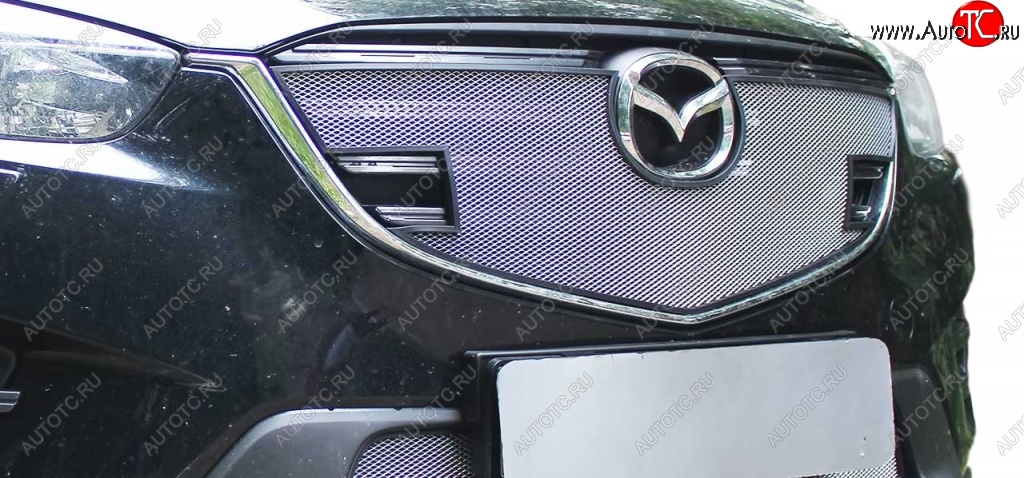 1 379 р. Защитная сетка радиатора Russtal  Mazda CX-5  KE (2011-2014) (Верхняя чёрная)